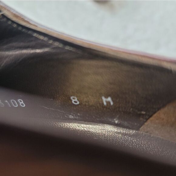 Vtg 90's Stuart Weitzman Women Lace Oxford Heels Plumps Size 8 Brown Tan Leather - Picture 7 of 8